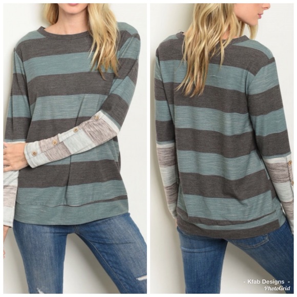 🛍LAST 1! Contrast Button Detail Striped Tunic! - Picture 7 of 7